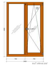 Дубовое окно 1400х2080 по себестоимости